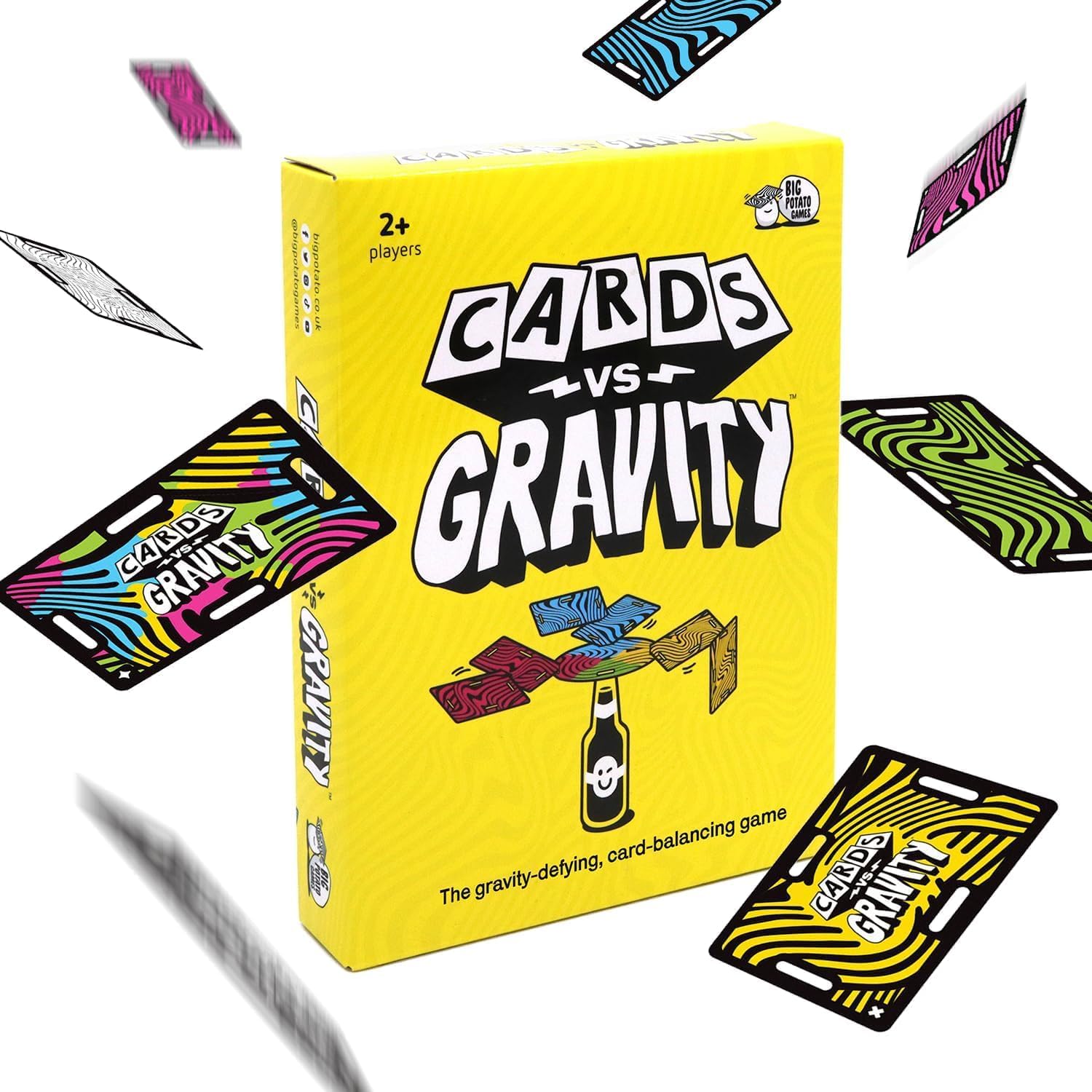 Cards vs Gravity – The Gravity-Defying, Card-Balancing Game | Fun Travel Game for Kids, Teens & Adults | Party Game for 2+ Players | Includes Travel Bag and Can Adaptor