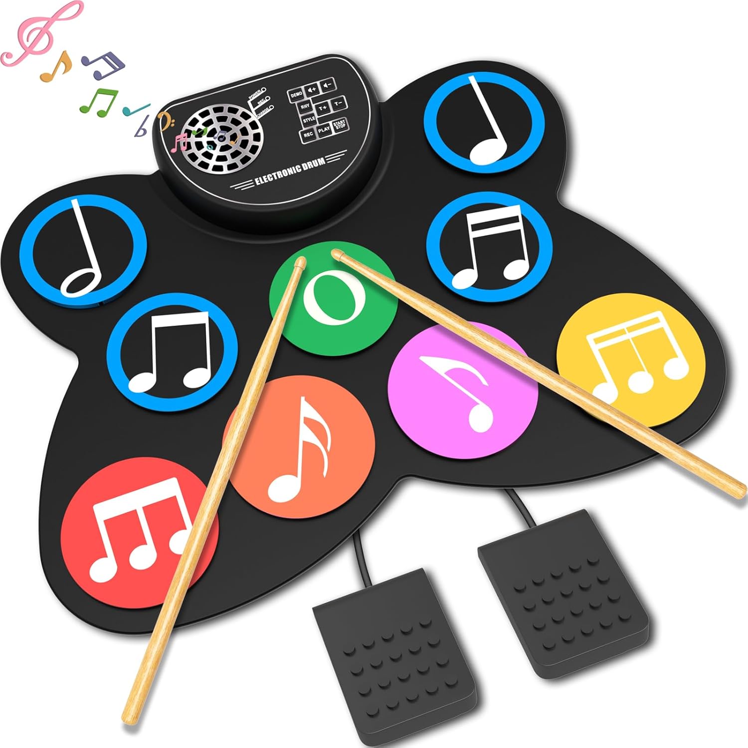 Clordeal Electric Drum Kit - 9 Pads Electronic Drum Practice Pad with Built-in Speaker | Drumsticks | Drums Pedal, Ideal Kids Drum Set Toy Musical Instrument Gifts for Christmas & Birthday