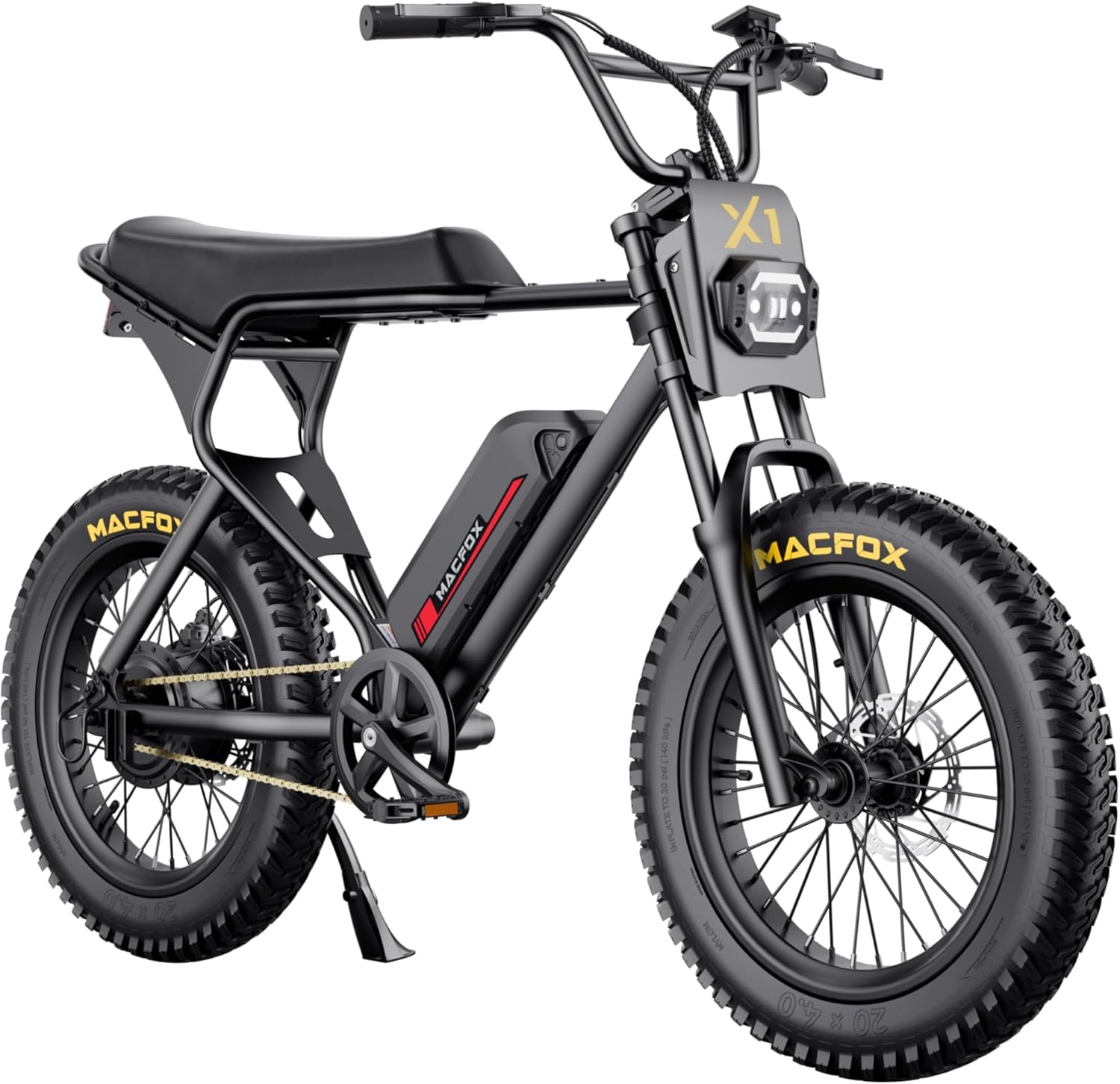 MACFOX X1S 2025 Ebikes for Adults, 750W Electric Bike Wheelie 25 MPH Max Speed, 38 Miles Range(PAS1), 20"x4" Fat Tires, City/School Commuting Electric Bike (UL2849, Class-3)
