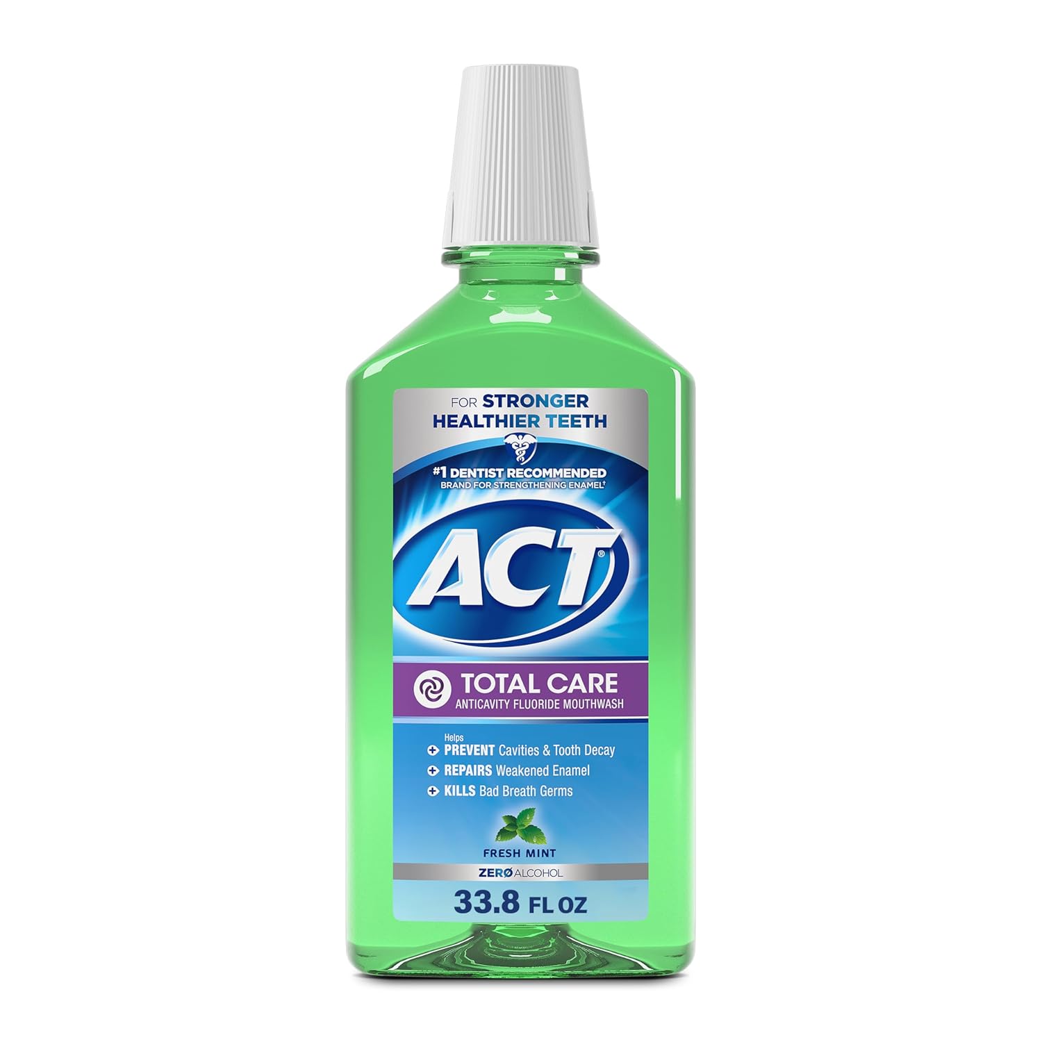 ACT Total Care Zero Alcohol Anticavity Fluoride Mouthwash 33.8 fl. oz. Fresh Mint