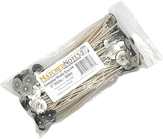 100ct Genuine Eco 4 Candle Wicks - 6" Length - 20mm Wick Tab - Natural Wax Coating - Top Selling Wick