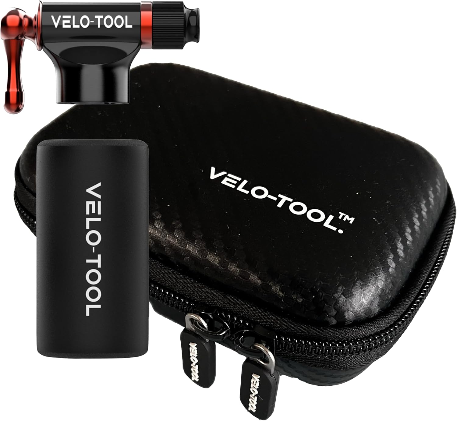 Velo-Tool™ Essential Cycling Case and CO2 Pump Inflator Kit – Premium, Lightweight & Adjustable Flow Foam Grip - Presta & Schrader Valve Compatible – Suitable for MTB, Race/Road & BMX