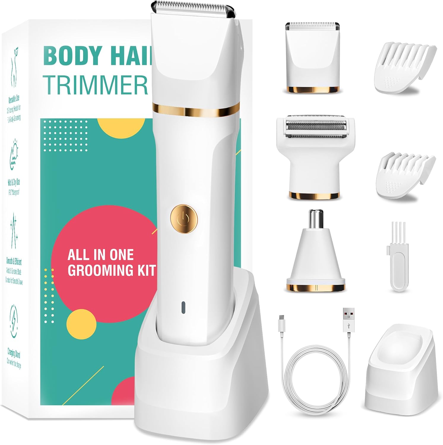 Lady Shavers for Women,Bikini Trimmer Women 3-in-1 Wet and Dry,Pubic Hair Trimmer for Women IPX7 Waterproof,Rechargeable Nose Hair Trimmer,Advanced Pain-Free Electric Razor for Body Legs Underarm