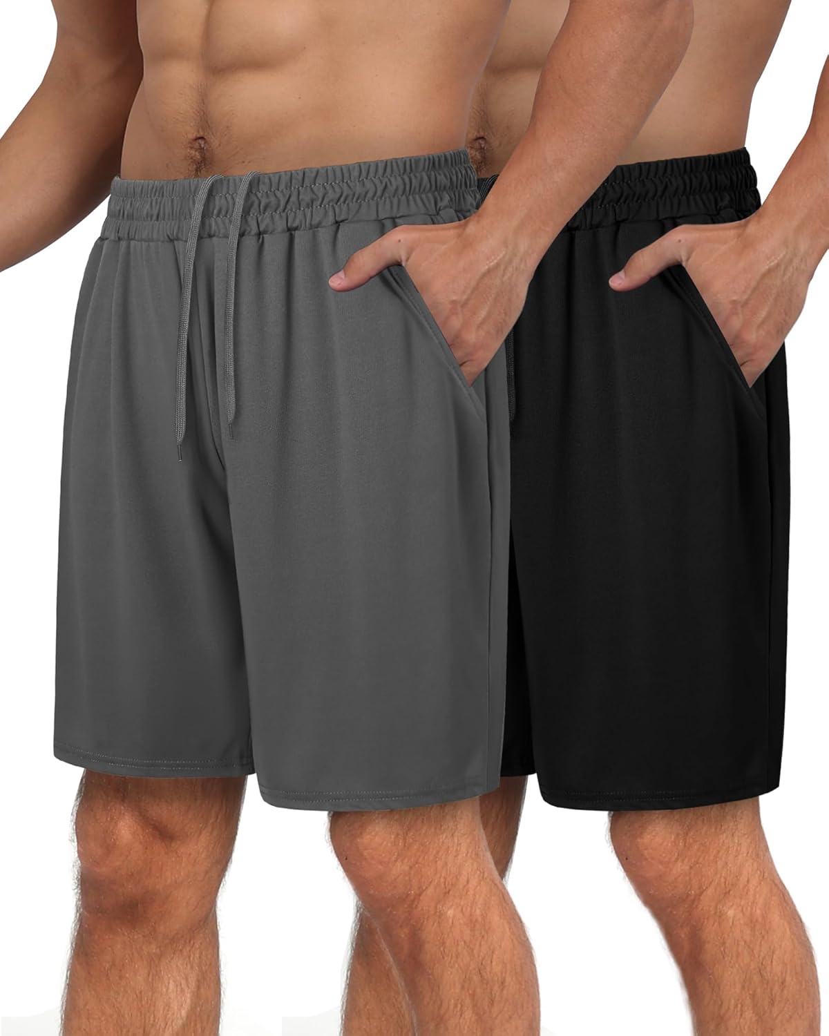 2 Pack Mens Gym Basketball Shorts - Athletic Black Workout Quick Dry Shorts with Pockets for Casual Running