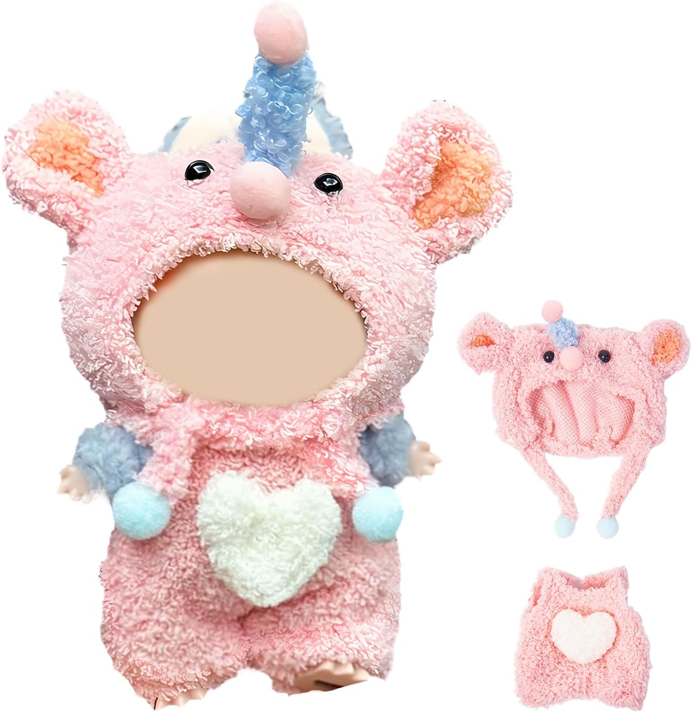LA Boo-Boo Clothes Soft Plush Doll Costume – Premium Outfit & Accessory Set for Series 1 and 2 Doll Fans, 17cm, Pink Elephant
