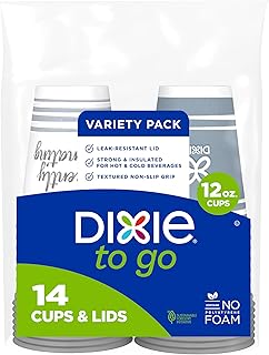 Dixie To Go Medium Paper Coffee Cups With Lids, 12 Oz, 14 Count, Disposable Cups For On-The-Go Hot Beverages