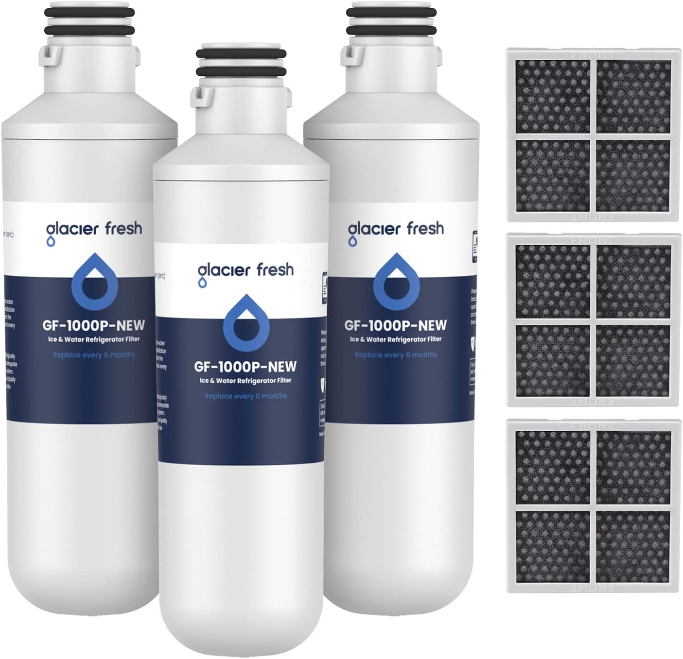 GLACIER FRESH LT1000PC Replacement Water Filter, Compatible with LT1000PC/PCS, LT1000PC, LT-1000PC, MDJ64844601, ADQ747935 ADQ74793504 Filter and LT120F ADQ73334008 Fresh Air (3+3)