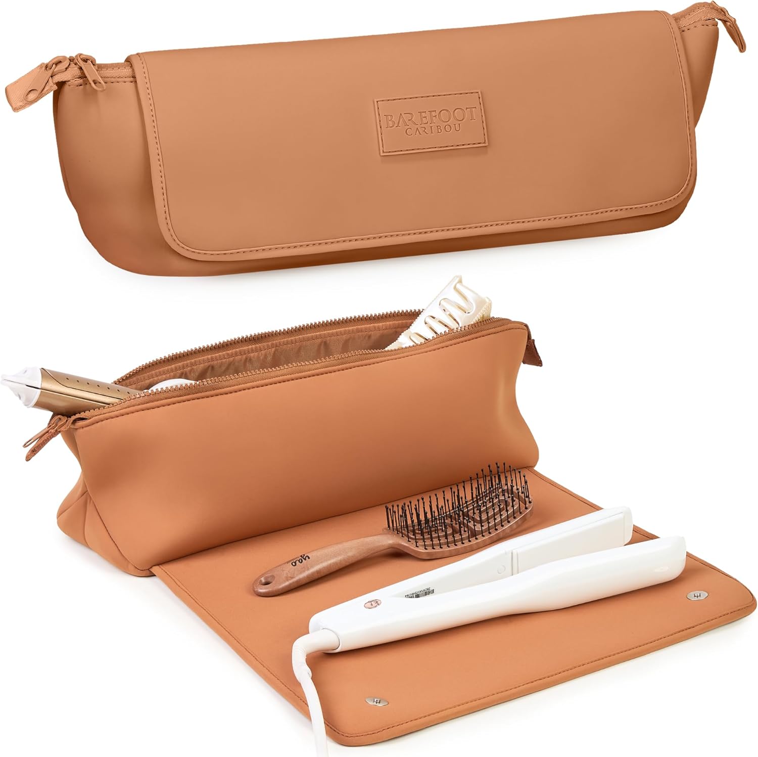 Hair Tools Travel Bag and Heat Resistant Mat for Flat Irons, Straighteners, Curling Iron, and Haircare Accessories, 2-in-1 design, with Interior Pockets, Portable Organizer