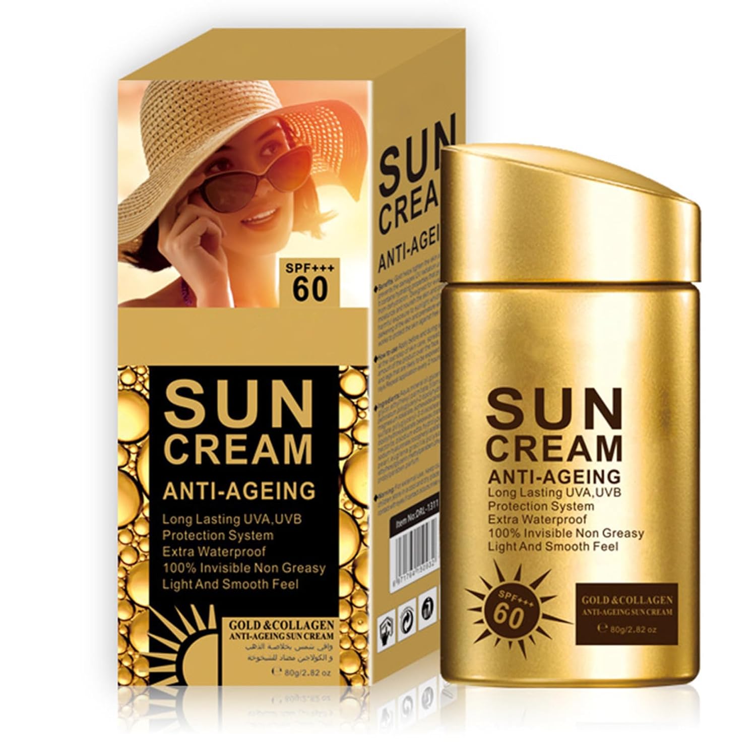 Anti Aging Sunscreen SPF 60 for Face and Body, Sun Screen Protector Walerproof, Non Greasy, Light and Smooth Feel Sunscreen Lotion Moisture Sun Cream, Beach Essentials for Women (SPF 60)