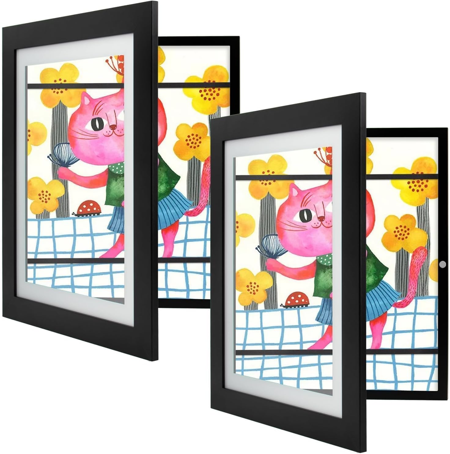 Golden State Art, 10x12.5 Kids Art Frames, Front-Opening Picture Frame Great for Kids Drawings, Artworks, Children Art Projects, Schoolwork, Home or Office (Black Set of 2)
