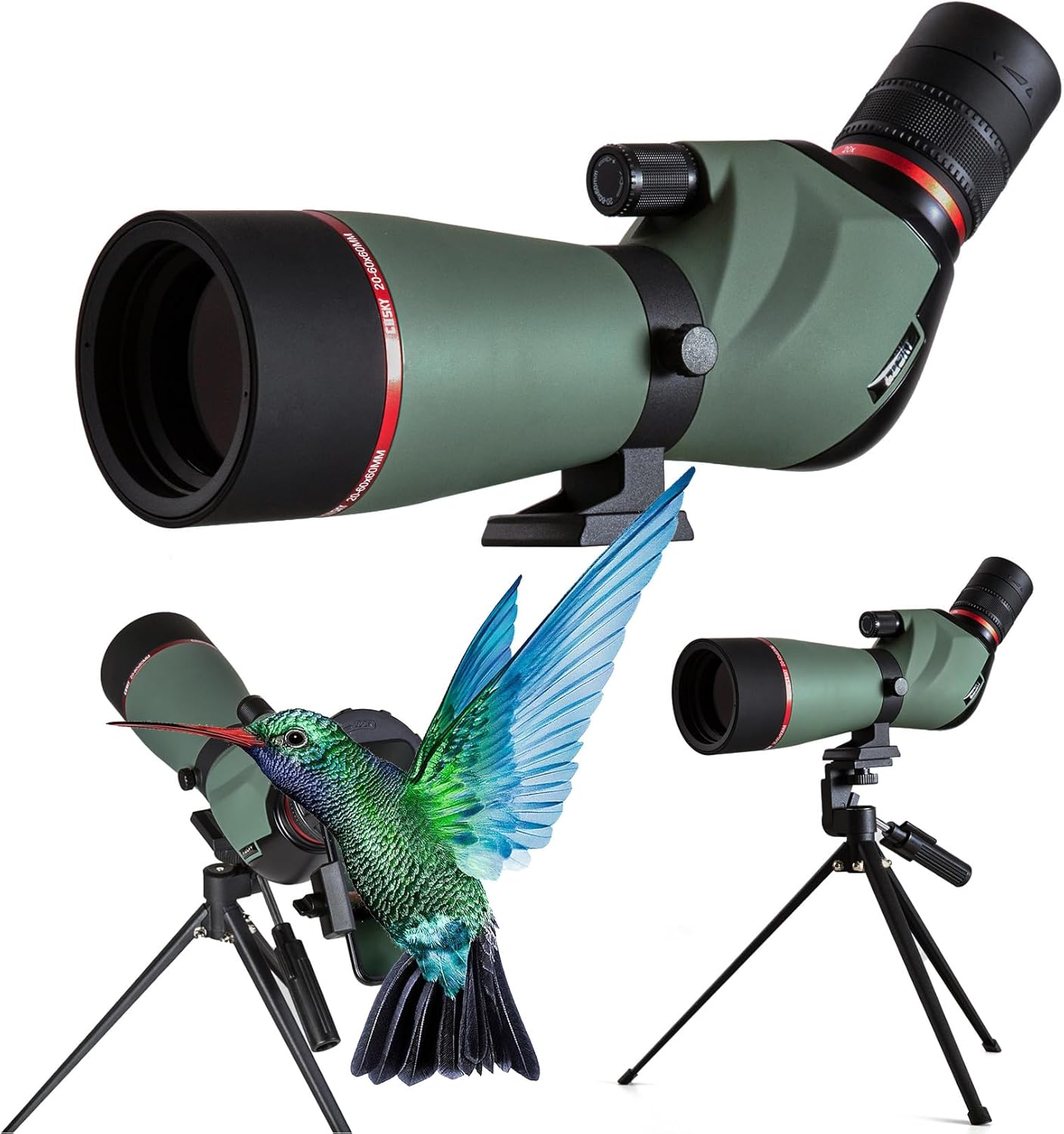 Gosky Spotting Scope, 20-60x60 Spotting Scopes for Bird Watching, BAK4 High Definition, Angled Spotter Scope with Tripod, Phone Holder, Carrying Bag