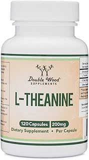 L-Theanine Supplement 200mg, 120 Capsules (Soy Free, Gluten Free, Non-GMO, Third Party Tested) Synergy with Magnesium L-Threonate and Apigenin by Double Wood