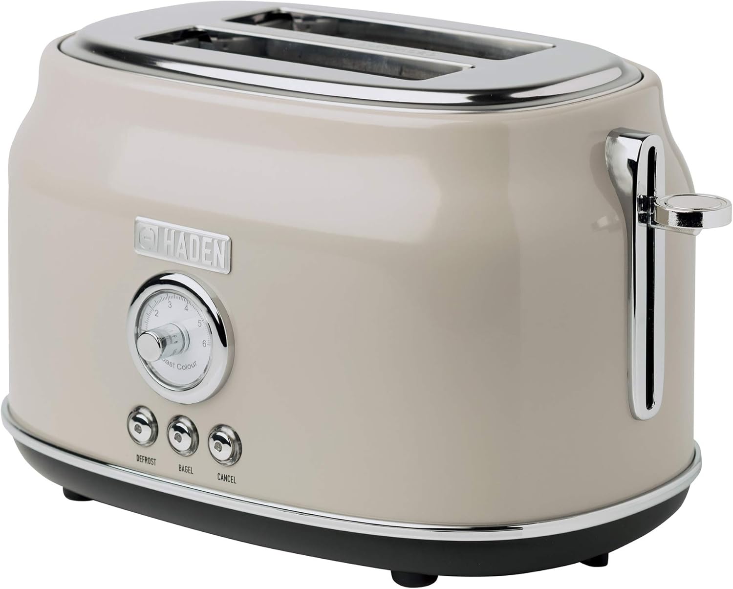 Haden Dorset 2 Slice Wide Slot Stainless Steel Toaster with Adjustable Browning Control & Non-Slip Feet, Putty & Chrome
