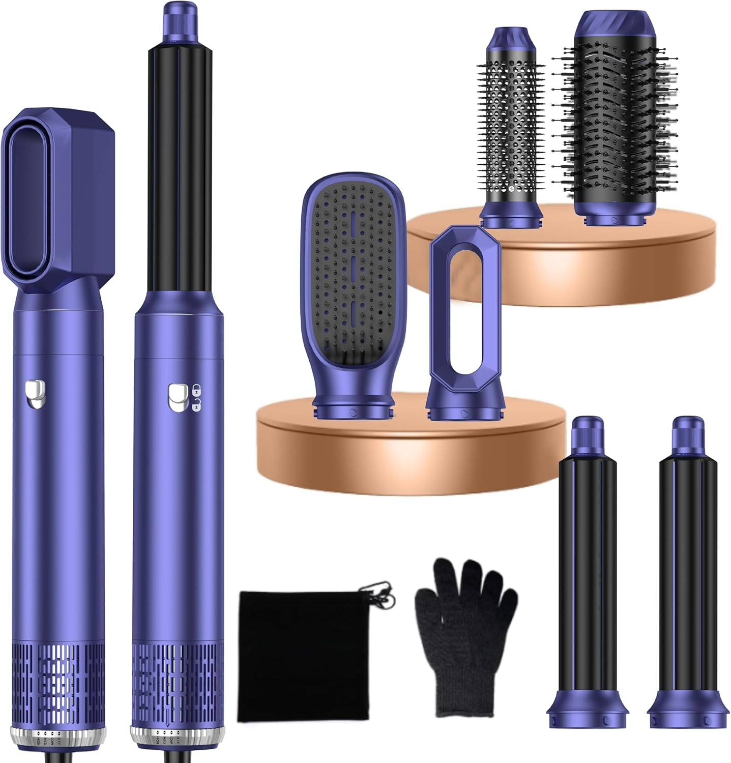 Airbrush Hair Styler 6 in 1 Multi Styler, Magic Styler Air Styler, Blow Dry Hair Brush, Air Curler, Hair Dry Brush, Airstyler for Drying, Curling, Straightening All Hair Type/Length
