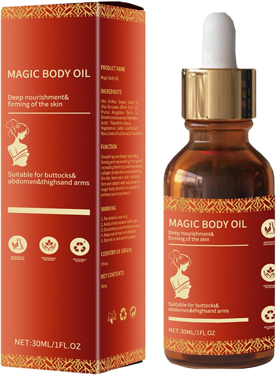 Magic Body Firming Oil, Magic Luxury Body Oil, Luxury Body Oil, Body Moisturizing Oil for Arms and Chest, Hydrating Cellulite Body Tightening Lotion, Hydrates Skin, Body Oil for Women After Shower (1)