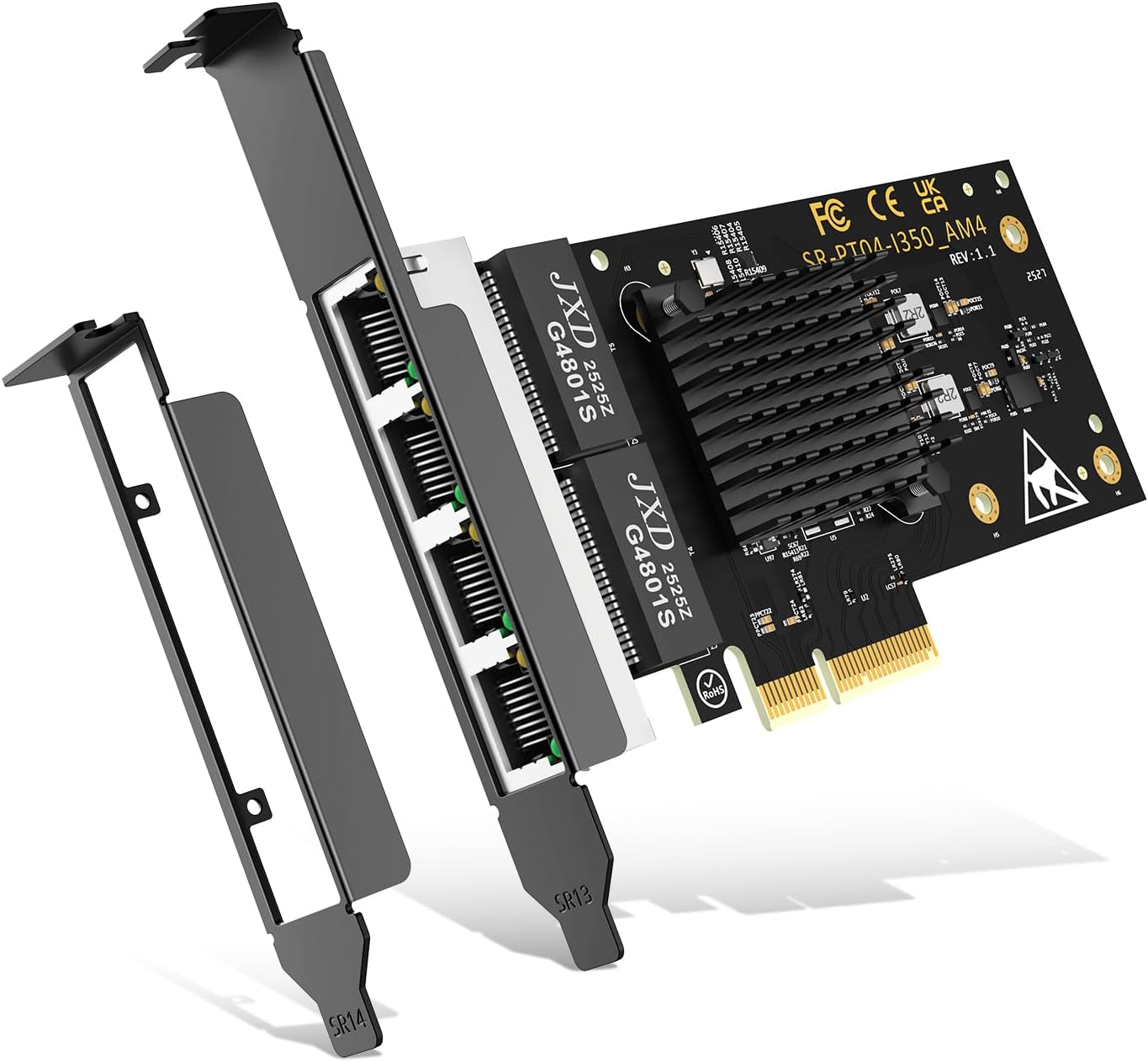 4 Port Gigabit Base-T Network Card, Intel I350 Controller, NICGIGA 4 Port 1G PCIe Ethernet Adapter, 4 x 1Gbe RJ45 Port NIC Card, Windows10/11/Windows Server/Linux