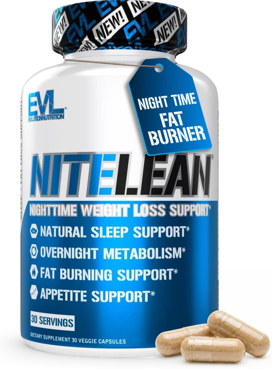 Evlution EVL Night Time Fat Burner for Weight Loss Support - 30 Servings