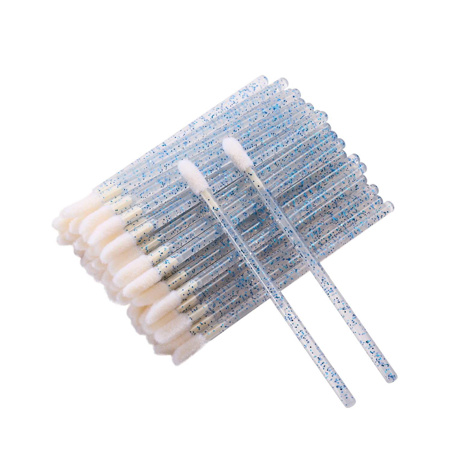 50 Pack Crystal Wand Disposable Lip Brushes, Lip Makeup Brushes Beauty Tool Kits, Lipstick Lip Gloss Applicator for Appling Lip Oil, Lipstick, Lash Extension, Nail Polish, Eyeshadow (Blue)