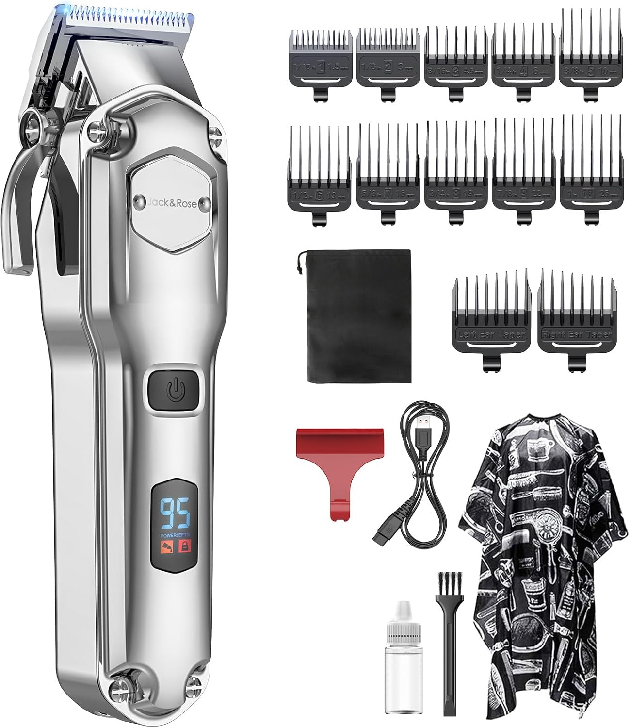 Hair Clippers Men,Cordless Hair Clippers with LED Display,Waterproof Clipper for Men Haircut,Barber Clipper,Professional Hair Trimmer Shaver,Grooming Kit