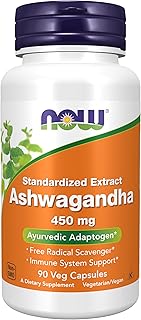 NOW Foods Supplements, Ashwagandha (Withania somnifera) 450 mg (Standardized Extract) for Immune Support ,90 Veg Capsules