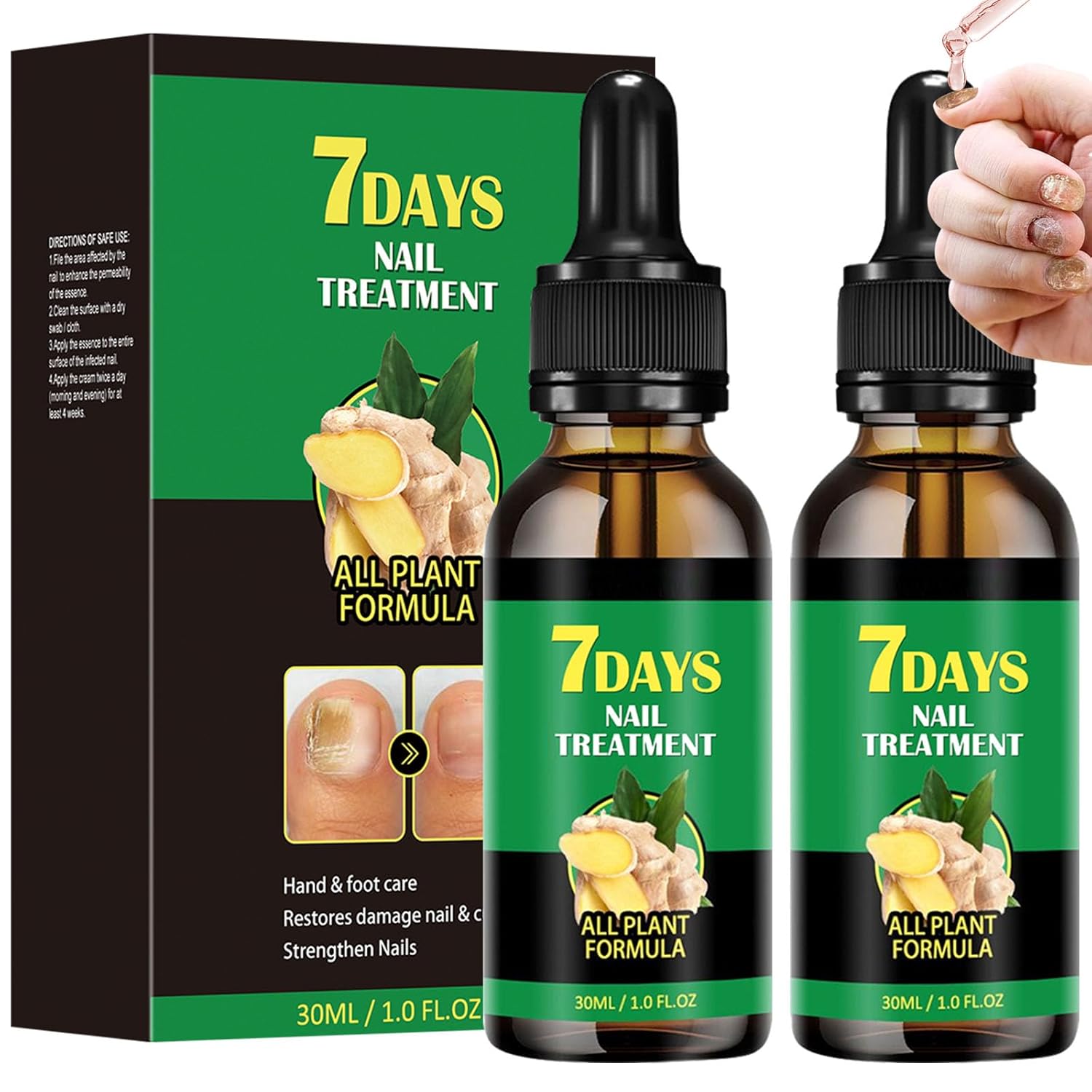 Ginger nail treatment 7 days nail support nail care, 2 pcs nail treatment, Ginger nail growth serum, Ginger cuticle care oil for nails,Cuticle serum for nails