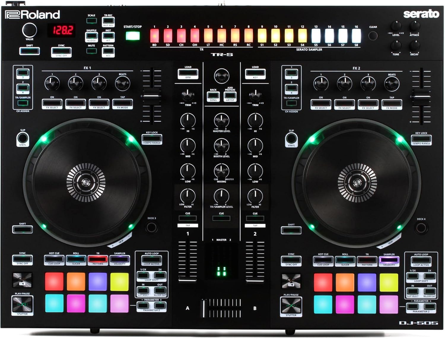 Roland Dj-505 Dj Controller, Two Channels And Deck Select for Up To Four Decks - High-End Dj Controller, Compact Package