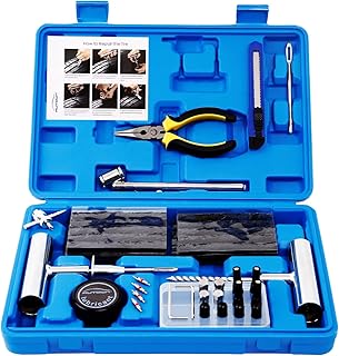 Tire Repair Kit - 68pcs Heavy Duty Tire Plug Kit, Universal Tire Repair Tools to Fix Punctures and Plug Flats Patch Kit for car Motorcycle, Truck, ARB，ATV, Tractor, RV, SUV, Trailer