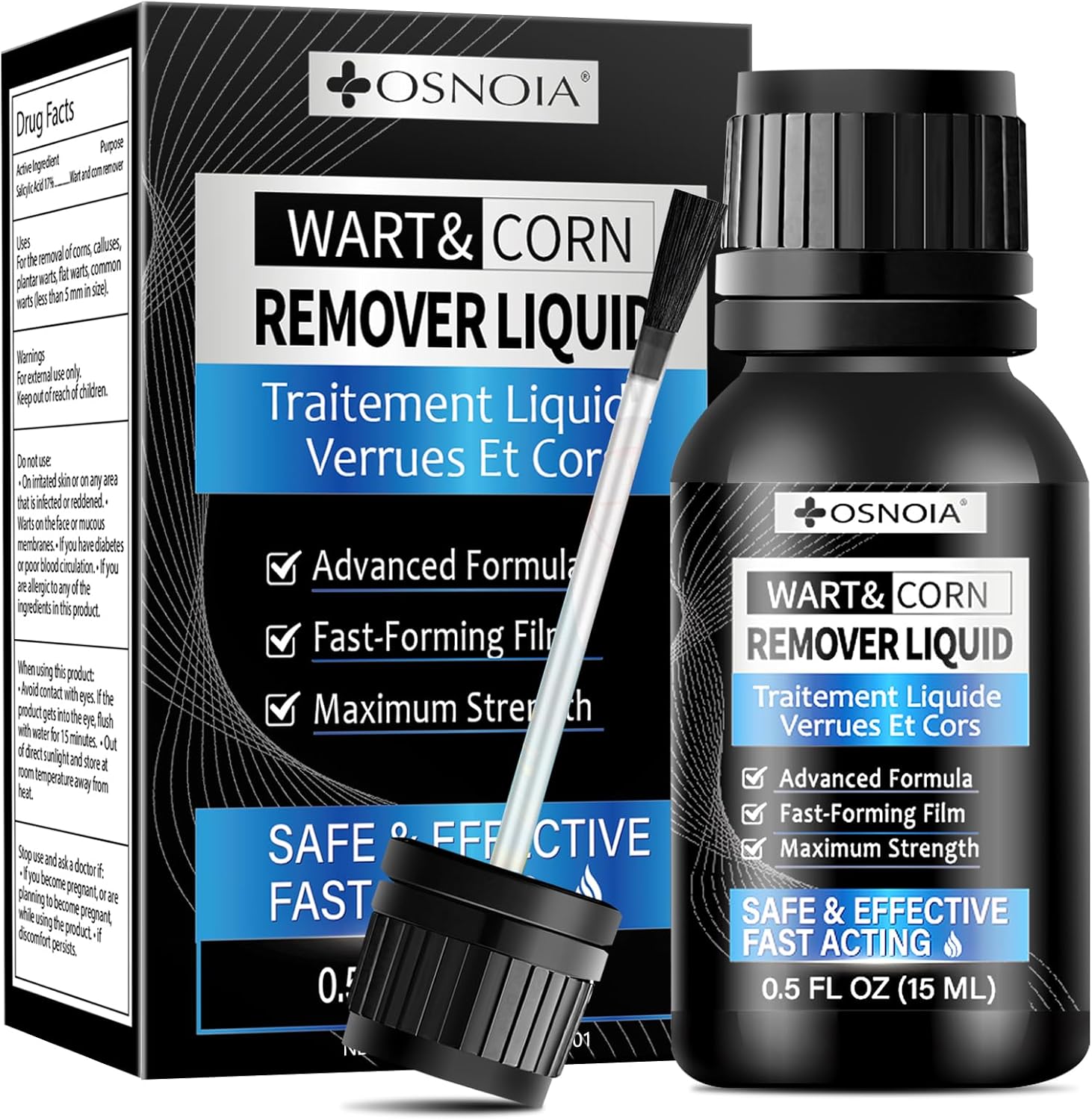 Wart Remover Liquid – Fast Acting Salicylic Acid 17% Treatment for Plantar, Common and Flat Warts, Corn & Callus Removal – 15ml Bottle