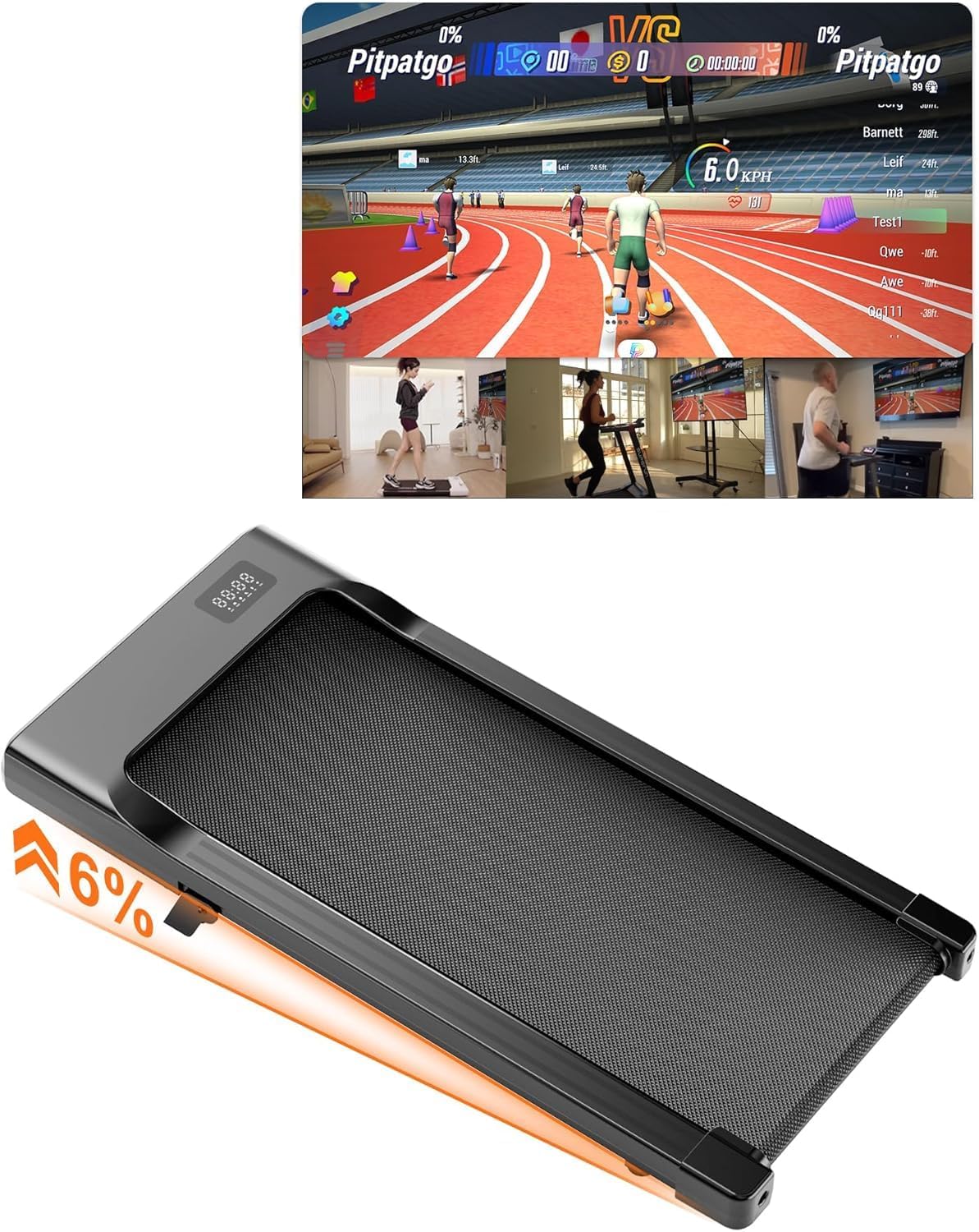Superun Walking Pad Raceable 6% Incline 6/12km/h Under Desk Treadmill | 2.5HP Foldable Treadmill with HIIT & MIIT Programs APP Control 136KG Walking Machine, UK Stock Fast Door to Door Delivery
