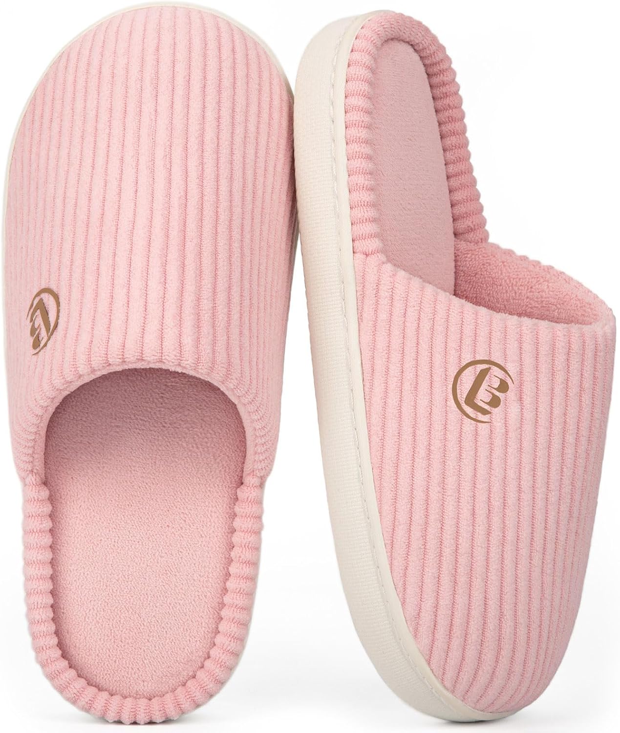 LongBay Women’s Corduroy Slippers Soft Comfy Memory Foam Non-slip House Shoes Indoor Outdoor