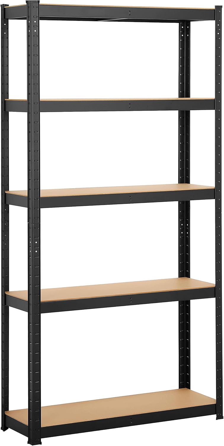 Yaheetech Garage Storage Shelves 5 Tiers Industrial Adjustable Racks for Garage/Warehouse/Living Room/Kitchen With Gloves, 90 x 30 x 180cm, Black