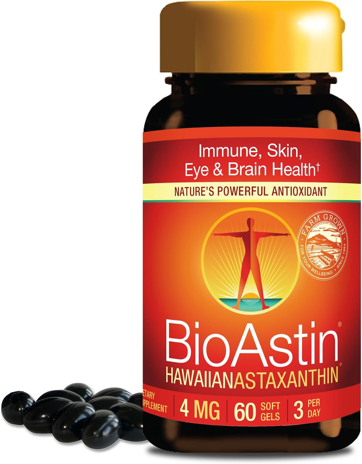 Nutrex Hawaii BioAstin Hawaiian Astaxanthin, 4mg, 60 Softgels