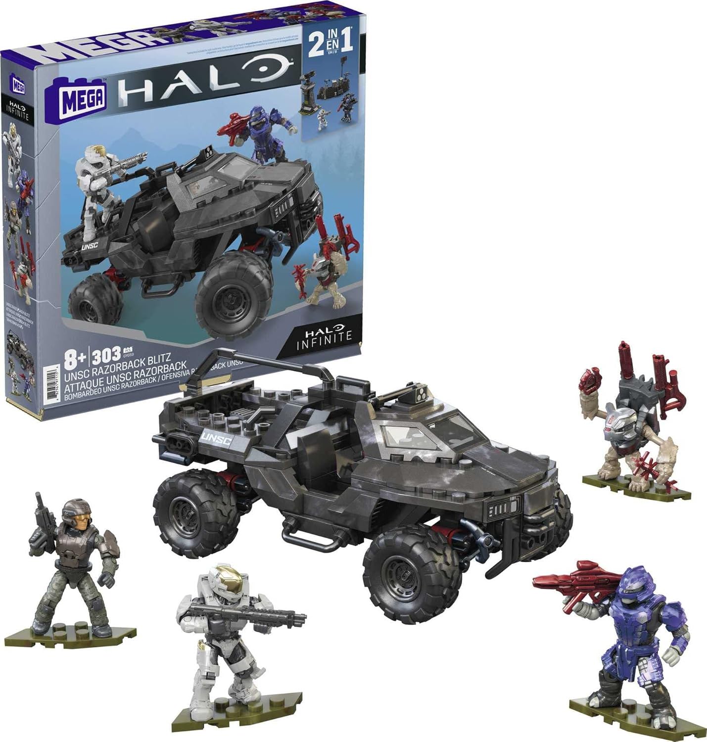 MEGA Halo UNSC Razorback Blitz Vehicle Halo Infinite Construction Set, Building Toys for Boys, GYG59