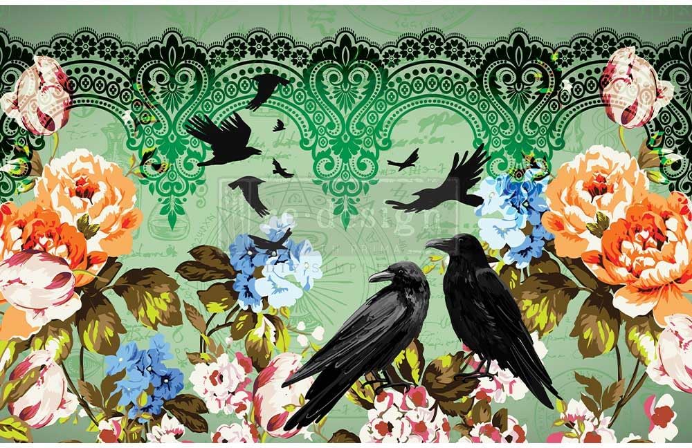Redesign with Prima Decoupage Decor Tissue Paper Furniture Decor Transfers Paper Wall Murals Wall Paper - Cece Retro Garden - 1 Sheet, 19.5" x 30"