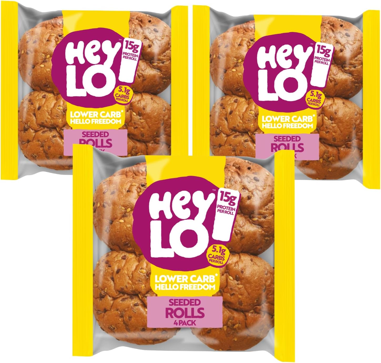 Heylo Seeded Low Carb Keto Rolls 3 pack (3 x 240g) | A Low Carb Game Changer | Keto Buns For Delicious Snacks