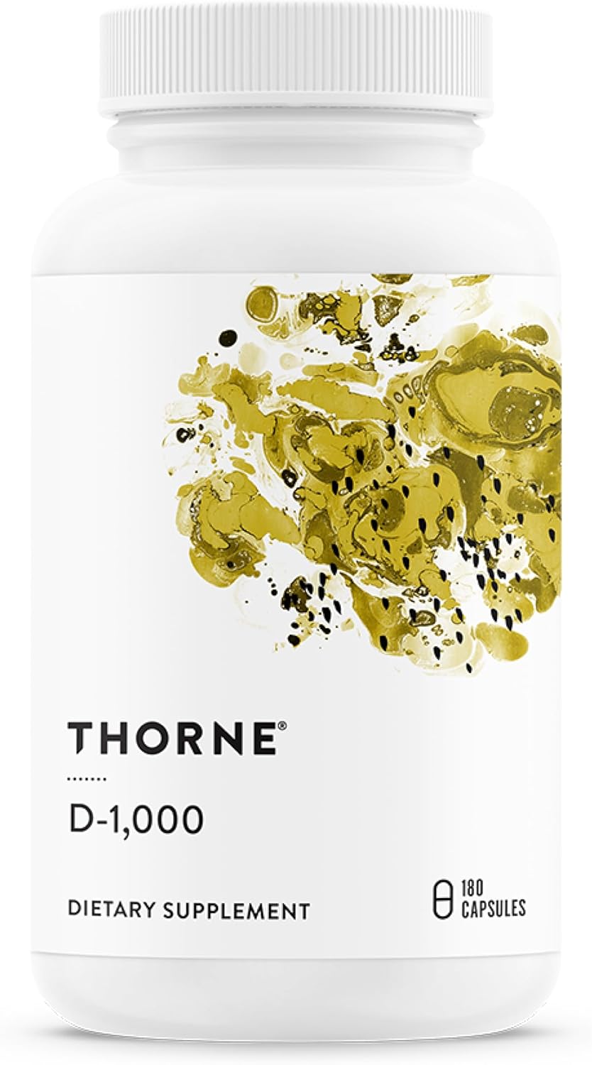 THORNE - Vitamin D3 Supplement - Supports Healthy Bones, Teeth, Muscles, Cardiovascular & Immune Function* - Gluten, Dairy & Soy-Free - 1,000 IU - 180 Capsules