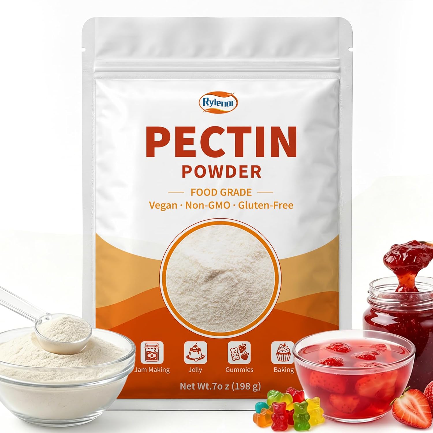 Rylenor No Sugar Pectin Powder 7 oz Citrus Pectin for Homemade Jam & Jelly