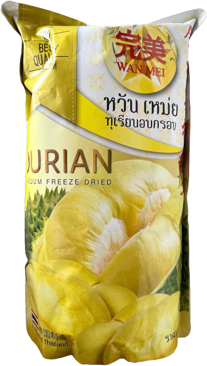 WAN MEI Monthong Durian Vacuum Freeze Dried Premium Fruit Thai Natural Healthy Snacks Gross Weight 210G