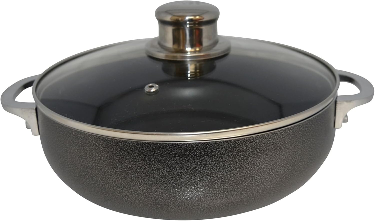 IMUSA USA CHI-00084 3.2Qt Nonstick Charcoal Caldero (Dutch Oven) with Glass Lid, 3.2 Quart
