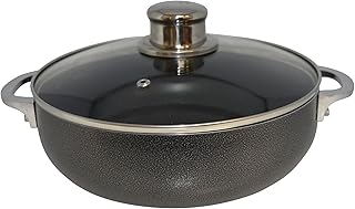 IMUSA USA CHI-00084 3.2Qt Nonstick Charcoal Caldero (Dutch Oven) with Glass Lid, 3.2 Quart