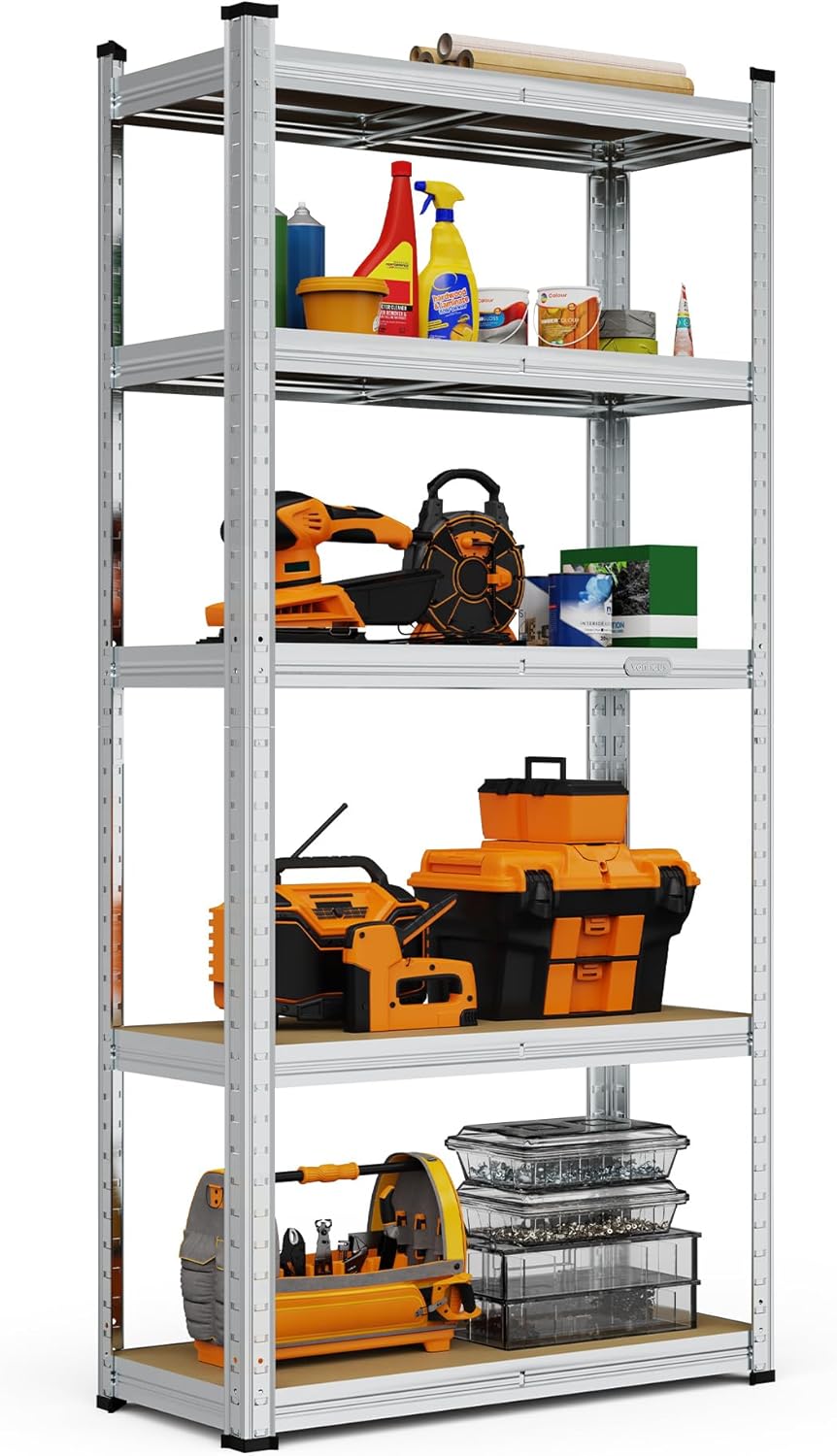 VonHaus Garage Shelving Units - Heavy Duty Racking for Home, Office, Shed and Garage Storage - 5-Tier Shelving Units for Storage, 175kg Capacity Per Shelf - 1.5m Racking
