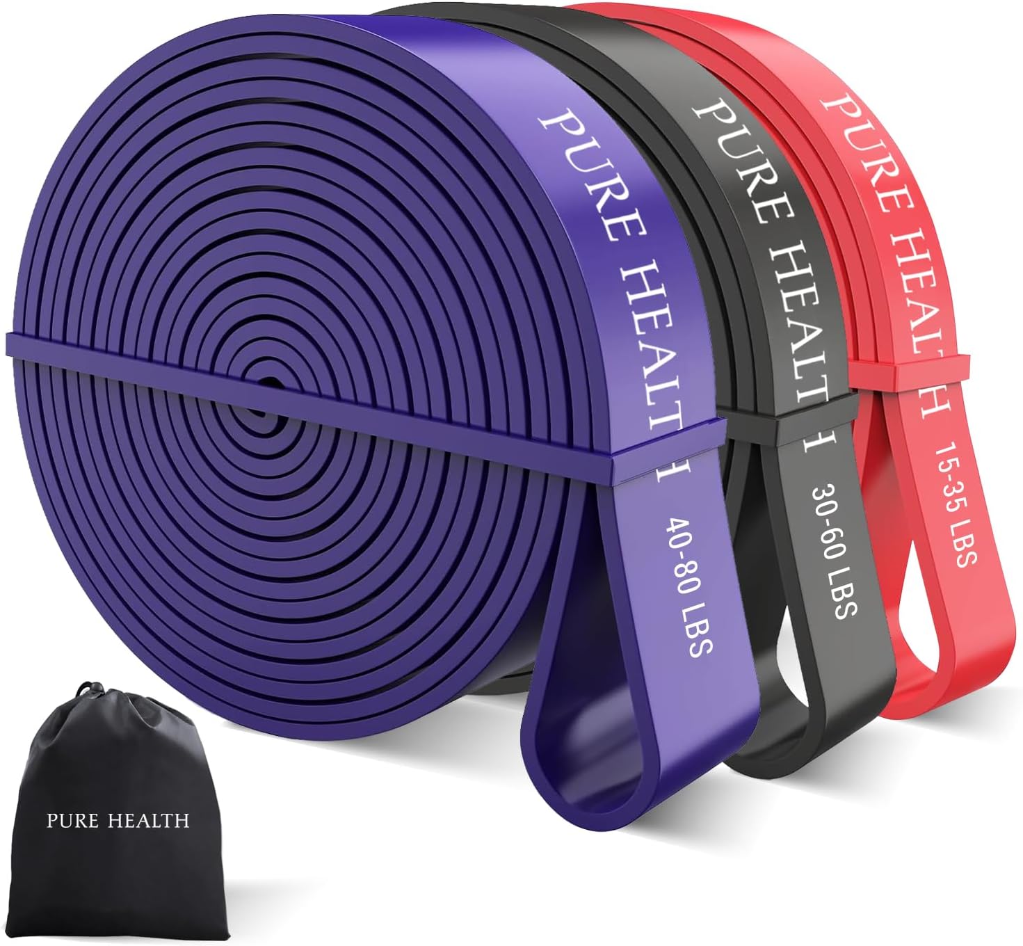 Pull Up Bands Set – 5 Different Levels Resistance Bands for Calisthenics, Powerlifting, CrossFit, Muscle Toning, Yoga, Mobility – Assisted Thick Stretch Bands Exercise