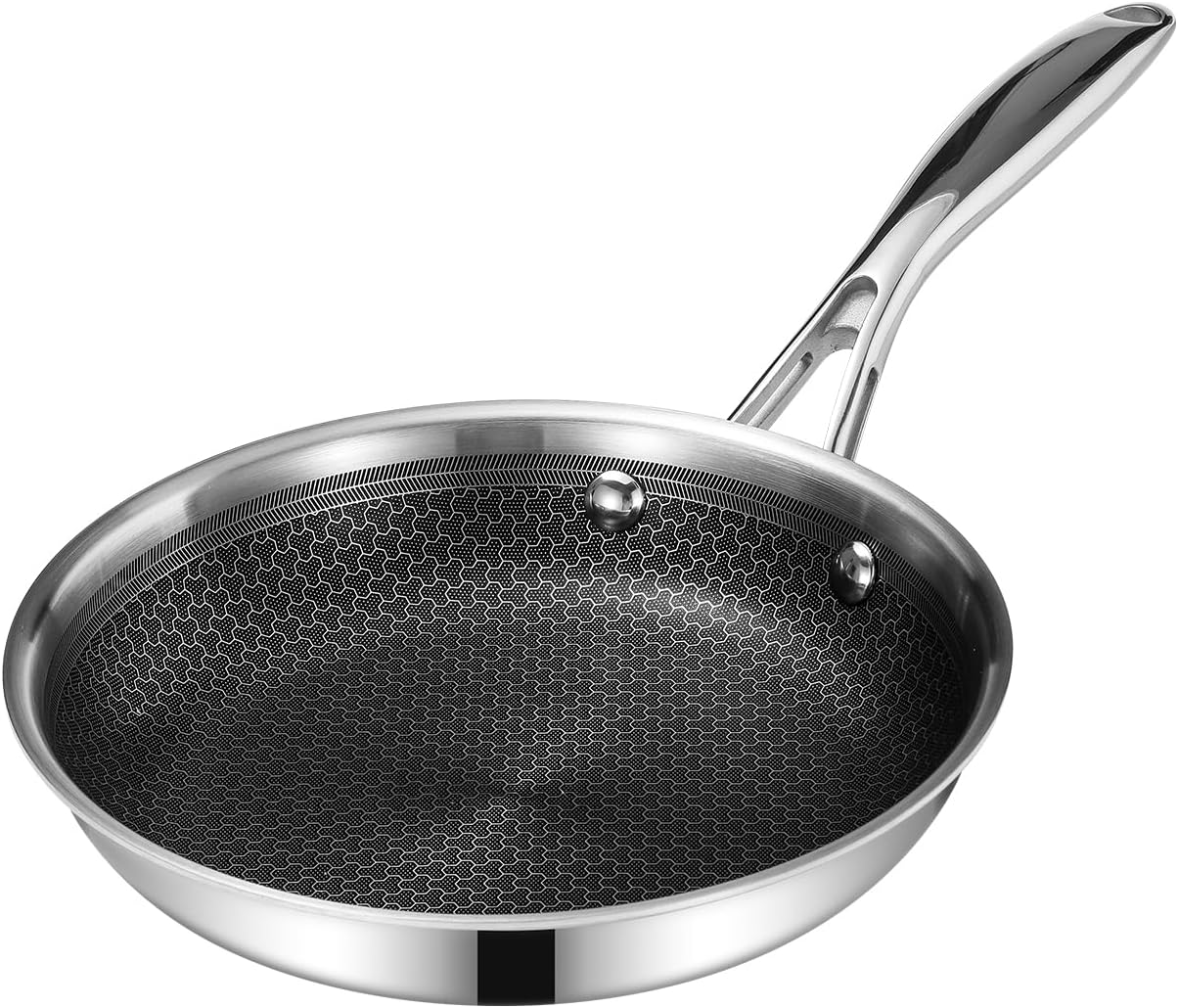 DELUXE Hybrid Nonstick 8-Inch Fry Pan, Skillet with Stay-Cool Handles, Dishwasher&Oven Safe, PFOA Free Compatible with All Cooktops