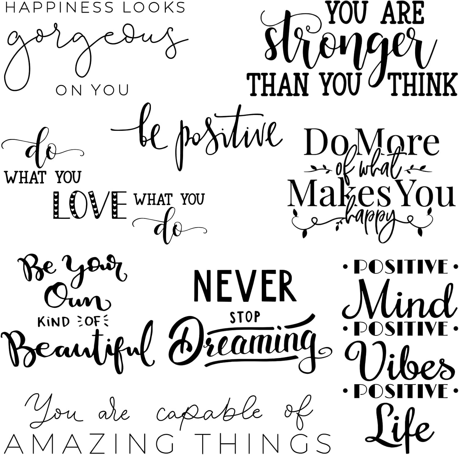 Ctosree 9 Pcs Vinyl Wall Stickers Inspirational Saying Wall Decals Motivational Saying Murals Large Removable Quote Stickers Positive Lettering Word Home Decal for Office School Dorm(Classic)