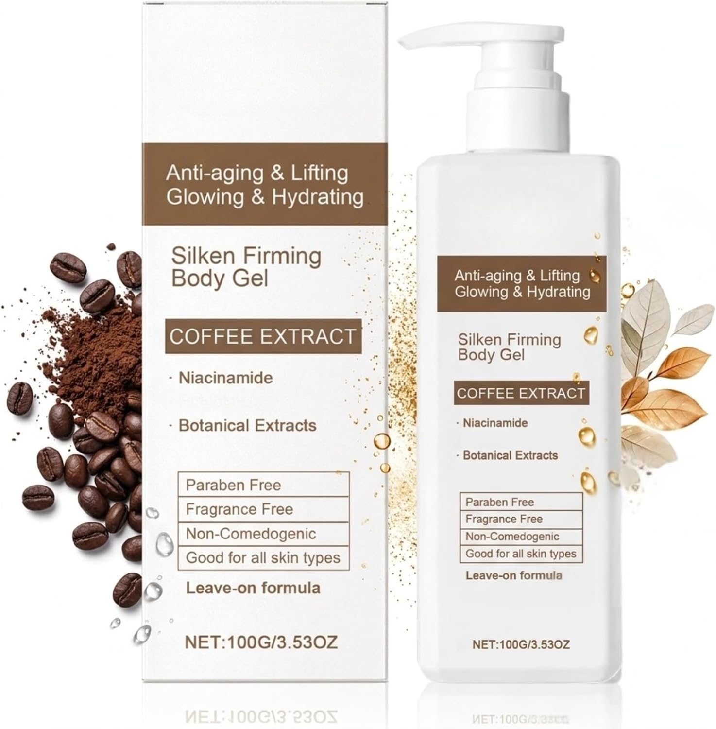 Silken Firming Body Gel - Caffeine & Niacinamide lotion for Dry Skin, Body Moisturiser for Skin Tightening & Glowing, Improves Elasticity, Perfect Gel Moisturizer, Lightweight & Non-Comedogenic 100g