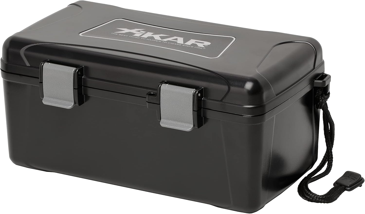 XIKAR Cigar Travel Case with Mini Humidifier, Holds 15 Cigars, Airtight, Watertight, Crushproof, Durable ABS Plastic, Stainless Steel Hinges, Urethane Foam - Ultimate Protection for Your Cigars, Black
