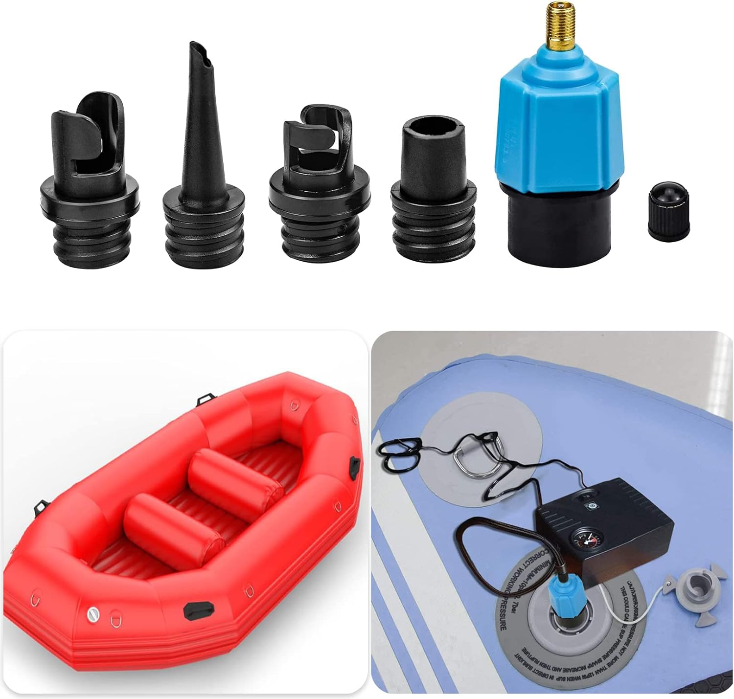 Air Valve Converter Sup Pump Valve Adapter, Paddle Board Pump, Inflatable Pump Adaptors, Paddleboard Accessories,Universal Air Pump Adapters for Inflatable Boat，Stand Up Paddle Board（blue）