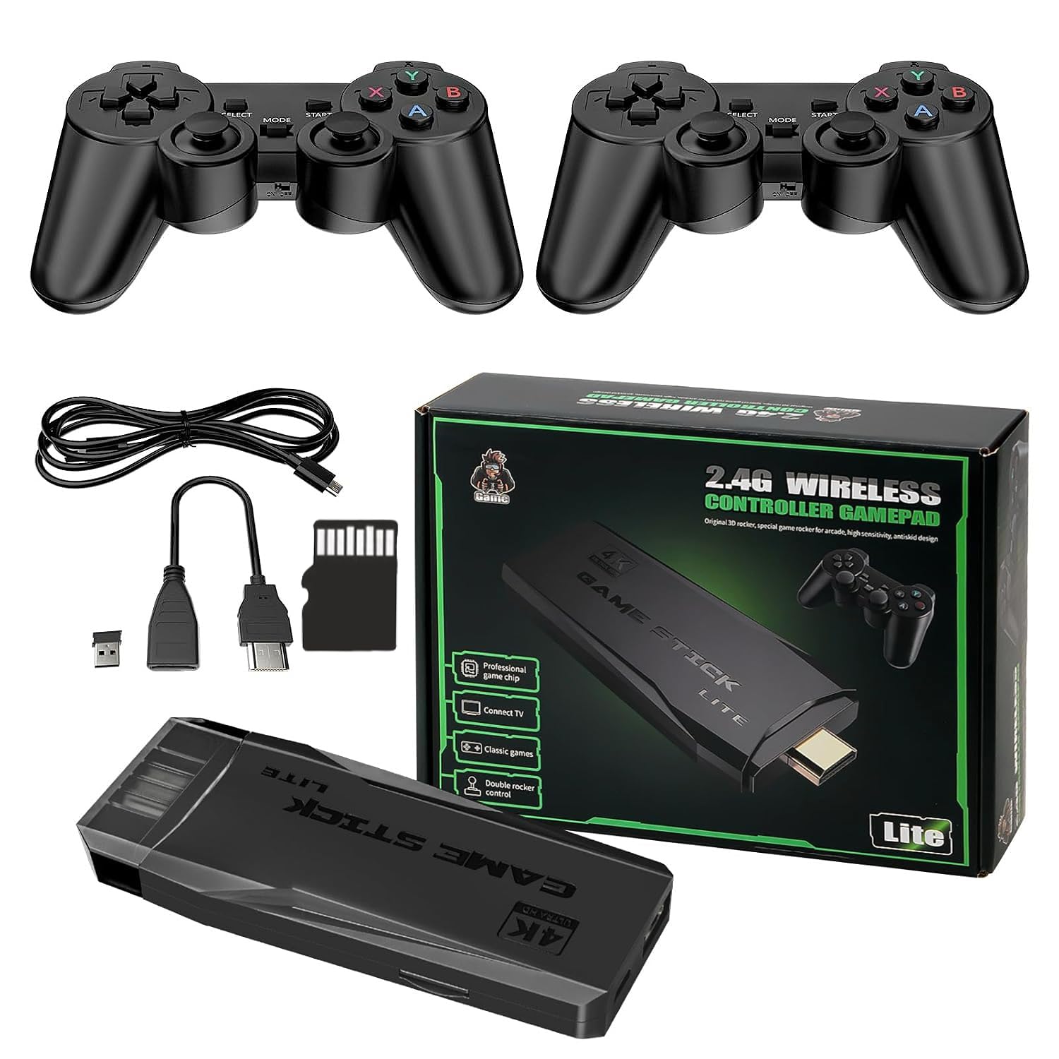 OUTUO 2025 Upgraded 20000+ Retro Games Console, 4K HDMI Mini NES Gaming Classic Edition, Game Play Stick with 64G TF Card, 9 Emulators, 2.4G Wireless Controllers, Plug and Play Video Games for TV