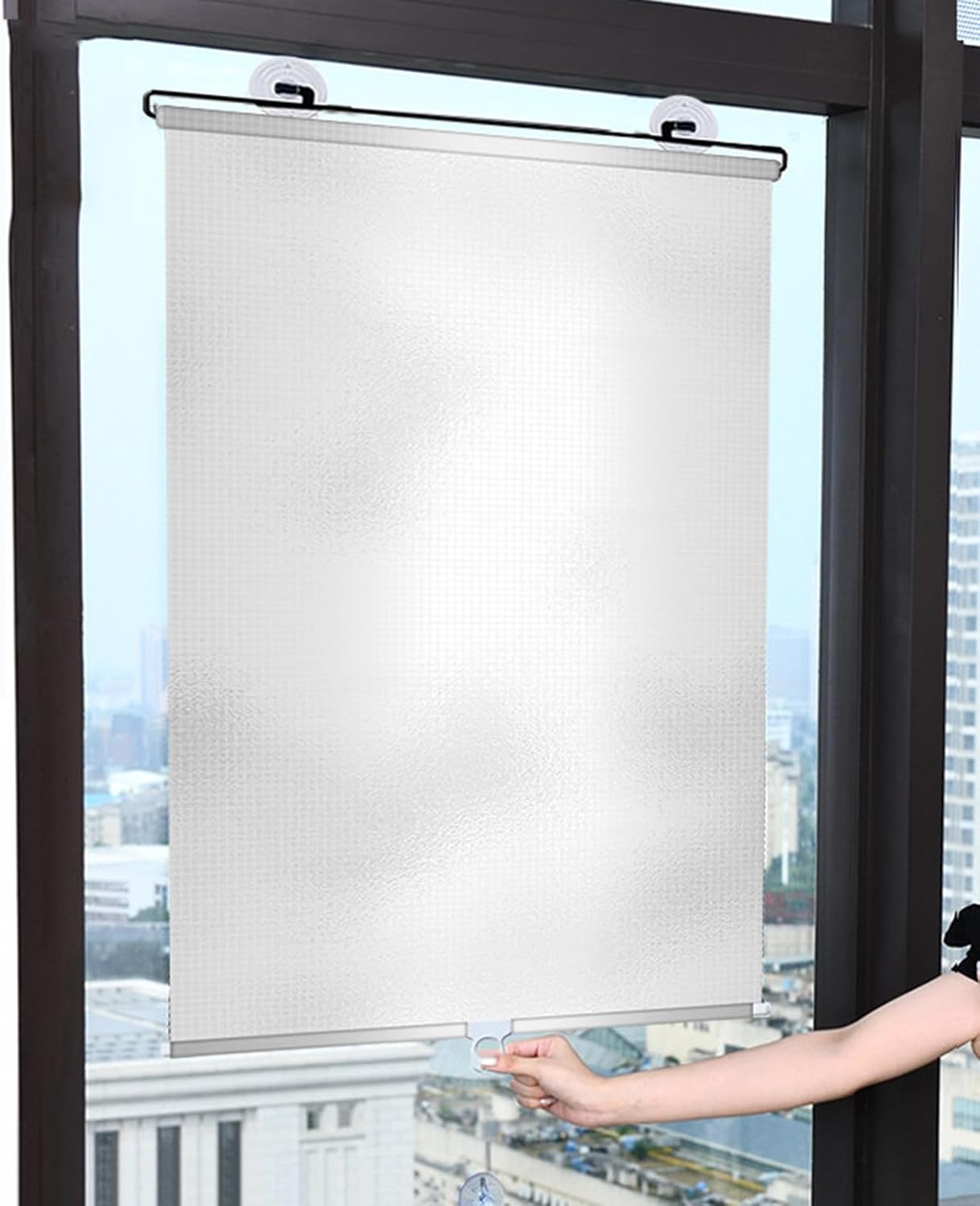 Suction Cup Window Shade,Heat Insulation Blackout Roller Blinds,Adjustable Blackout Curtains,Sun Shade Full Blackout,Shade Net Retractable,for Living Kitchen Car Bathroom (58x125cm)