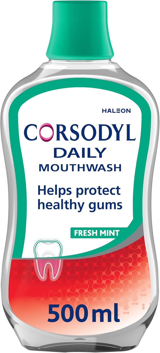 Corsodyl Mouthwash Daily Gum Care, Fluoride Mouthwash, Alcohol Free, Fresh Mint, 500ml